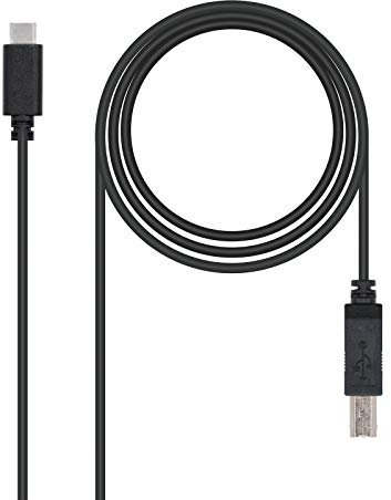 Blendend Cable USB 2.0 para impresoras, con conector USB-C/M-B/M, 1M, 3A, color negro, ideal para transferencia de datos y carga de dispositivos.