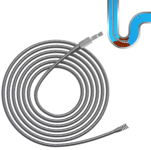 GYHMTOO Spirale de nettoyage de canalisations, Ø 6 mm, spirale de nettoyage avec adaptateurs électriques et manuels, déboucheur de canalisations, arbre de nettoyage efficace (5 m)