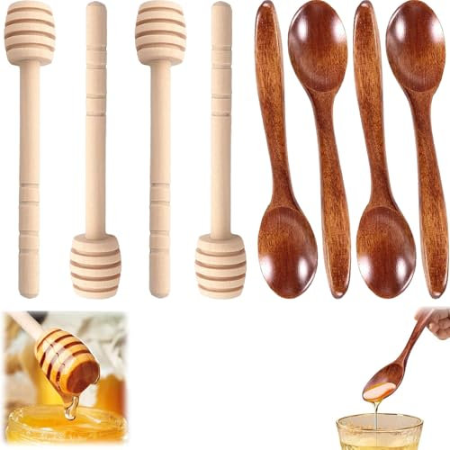 8 Stück Honiglöffel Holz, Honigrührer Honiglöffel, Rührstäbchen Aus Holz Honig, Holzlöffel Honig, Honig Löffel, Holzlöffel Für Honig, Honig Kaffee Tee Küchenzubehör