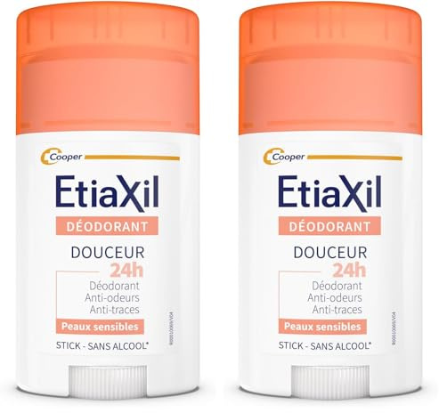 ETIAXIL - Déodorant - Transpiration Faible - Aisselles - 48h – Stick - Fabriqué en France - 40 ml (Lot de 2)