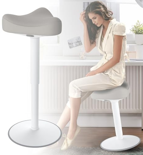 UISEBRT Hocker Ergonomischer,Sitzhocker Höhenverstellbar 57-82 cm, Stehhocker Anti-Rutsch,für Wohnzimmer,Schlafzimmer,Büro,Grau