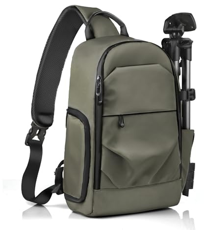 TAAOKA Camera Sling Bag, DSLR/SLR/Mirrorless Camera Backpack Case Shockproof Photography Backpack with Tripod Holder & Removable Modular Inserts Compatible with Canon/Nikon/Sony/Fuji (Green