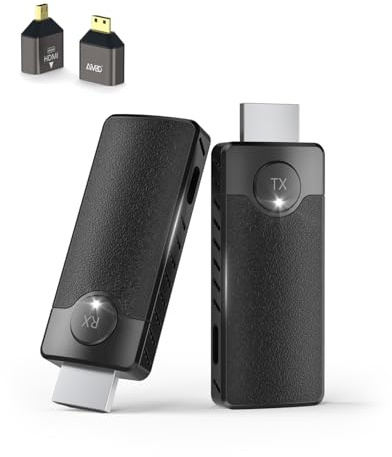 AIMIBO Trasmettitore e Ricevitore HDMI Wireless, Dual Band 2.4G/5.8Ghz, Trasmettitore e Ricevitore Tv Wireless 1080P, Streaming Video e Audio Per Box/Pc/Computer/Fotocamera Su Tv/Proiettore/Monitor