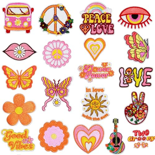 Patches Zum Aufnähen, 20 Stück Aufnäher Zum Aufbügeln Jeans Aufnäher Erwachsene Hippie Patches, Bügelbilder Für Textilien Hippie Aufnäher Zum Bügeln Aufbügel Patch