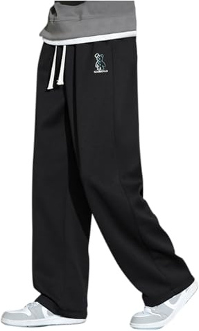 Pantalon de survêtement ample à jambe droite pour homme - Pantalon de yoga à jambes ouvertes - Coupe ample - Bas ouvert - Taille haute - Pantalon de jogging confortable, Noir , 4XL