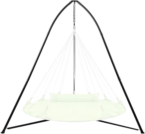 Tripod Hammock Chair Stand for Multi-Use, Heavy-Duty Hammock Chair Stand for Indoor & Outdoor, with Height Adjustable Triangular Design, 330 lbs Capacity, Easy Assembly, Stand Only - Black