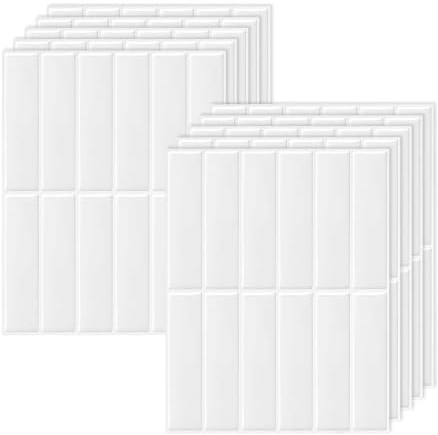 JurciCat 10Pezzi Adesivi Piastrelle Cucina Bagno 3D Autoadesivi Per Piastrelle Rimovibili Impermeabili Per Mattonelle Adesive Cucina Decorazione Pareti Decorazione (22.9x29cm)（Bianco）