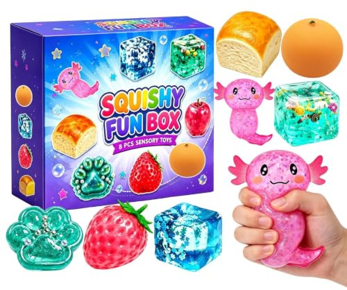 8Pcs Fun Squeeze Box Set, Malt Sugar Creative Slow-Return Fidget Toy