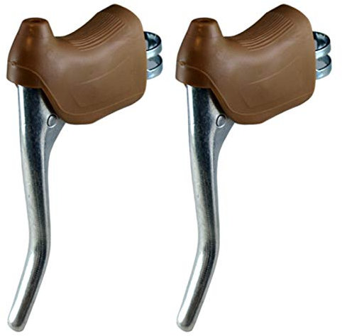 cyclingcolors Paar BREMSHEBEL + GRIFFGUMMIS BREMSEGRIFFE BRAUN Vintage Fahrrad Classic Retro 22.2 Oldtimer RENNRAD