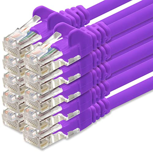 1aTTack.de Câble Réseau Cat6 Cat 6-10x 10m - RJ45 Ethernet LAN DSL Routeur Modem - Violet