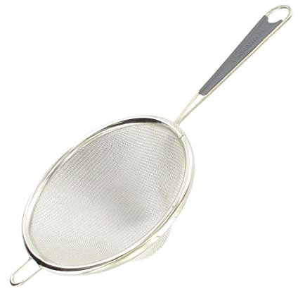 Fackelmann Passoire Chinois 33411 - Tamis en Acier Étamé et Plastique, Petit Format, Gris et Vert, 10 cm