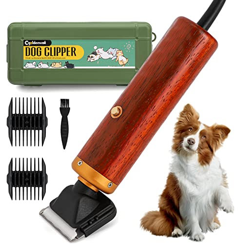 CGOLDENWALL Hundeschermaschine Leise Profi 55W, Geräusch- Und Vibrationsarm Katze Tierhaarschneider, mit 3m Kabel, für Haustiere aller Fellarten, Mit 2 Aufsteckkämmen (3/6mm, 9/12mm)