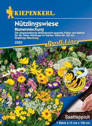 Kiepenkerl Profi-Line Blumensamen-Mischung Nützlingswiese, Saatteppich 2383 - Pollen und Nektar Spender - Höhe 60 bis 120 cm - Blumenwiese Samen