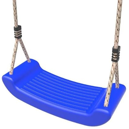Rebo® Plastic Children's Replacement Swing Seat - Blue | OutdoorToys | Made from tough wipe-clean plastic, fits most popular makes of swing frames, supplied with ropes
