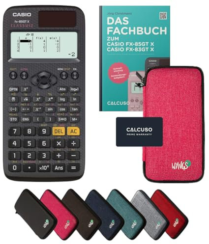 Casio fx-85GT X inkl. Schutztasche Pink & Fachbuch (64 Seiten, DIN A5) – Wissenschaftlicher Rechner – Smart Set
