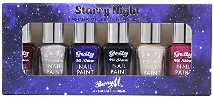 Barry M Nail Paint Gift Set, 6 Metallic Gelly Hi Shine Nail Paints - Starry Night