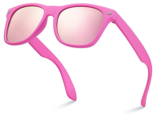 LEICO FASHION Kids Polarized Retro Sunglasses for Boys Girls Age 3-12 Shatterproof Rubberized Frame UV Protection Toddler Children Sun Glasses