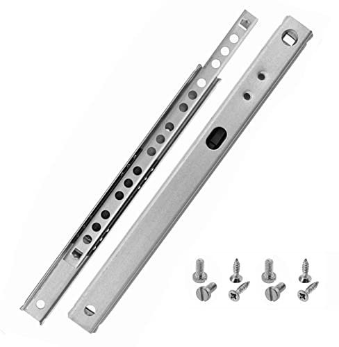 HELPMATE Lot de 2 rails de tiroir à rainure 17 mm Longueur 182 mm 1 paire de 2 glissières coulissantes pour tiroir Système de rail de tiroir en acier galvanisé argenté avec matériel de fixation