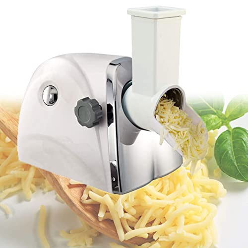 Rallador de queso, máquina ralladora de queso eléctrica rotativa Trituradora de verduras de acero inoxidable Molinillo de queso con 3 tambores ralladores