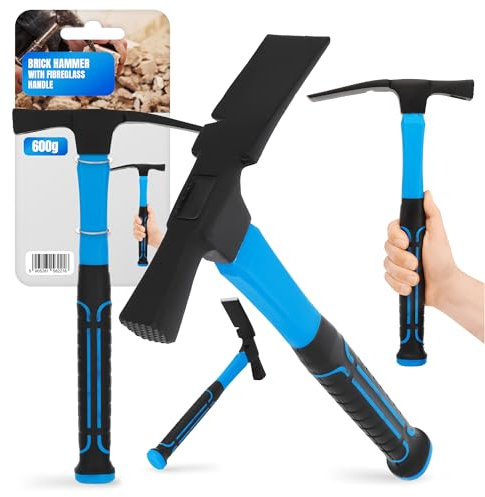 Marteau de Maçon Berlinois 600 g Forgé d'un Seul Tenant Poignée De Réduction Des Chocs Briques Burin Béton Casser Tailler Démolition Pierre Ergonomique