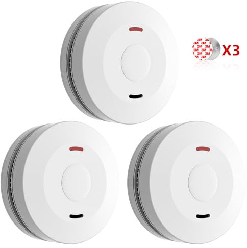 Rauchmelder, Magnethalterung Feuermelder mit 10 Jahre Batterie, Starken 3M Klebepads für Sicheren Halt, Standalone Empfindlich Brandmelder, DIN EN 14604 Zertifiziert, 3er Pack