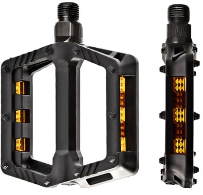 Ruayia Pedales de bicicleta de nailon, juego de pedales para bicicleta de montaña, MTB, pedales con reflectores para BMX/bicicleta de carretera, pedales de 9/16 pulgadas