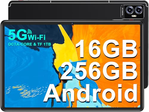 Tablet 11 Pulgadas Android con Octa-Core 2.0 GHz, 16GB RAM + 256GB ROM (TF 2TB), Certificado GMS, 5G WiFi, Bluetooth 5.0, 8600mAh, 2000 * 1200 FHD IPS, 5MP + 13MP + 2MP, Tipo C, Tablet con Funda,Negro
