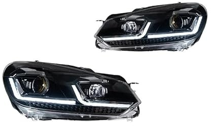 Proiettore Fanale Anteriore Per VW Per Golf 6 Faro 2009-2012 Per Golf 6R Gruppo Faro LED DRL Daytime Running Indicatore Di Direzione Accessori Auto Gruppo Fari Anteriori(Xenon Silver)