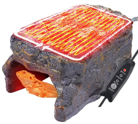 Wärmestein für Reptilien, beheizte Sonnenhöhle, 15 x 9,5 x 7 cm, thermostatischer Warmhaltestein, langlebiges Reptilien-Lebensraum-Zubehör, natürlich aussehende Tankdekoration für Terrarien