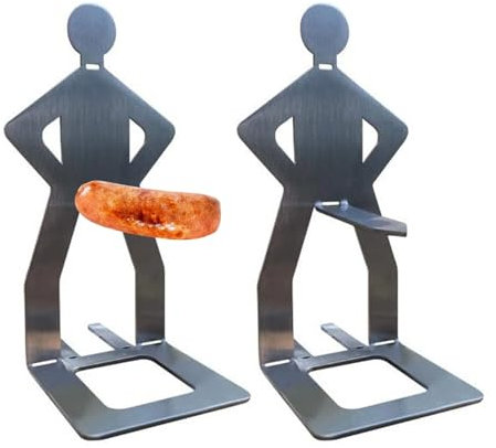 Porta di salsiccia per hot dog di barbecue divertenti, supporto per salsicce per barbecue in acciaio inossidabile, supporto di pannocchia di mais design, forniture per barbecue in acciaio inossidabile