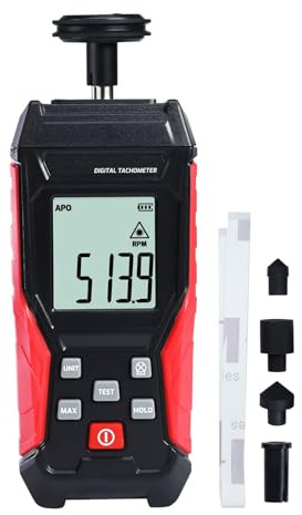 Digital 2-i-1-varvräknare, kontaktvarvtalsmätare med 3~19 999 varv/min-område och beröringsfri laserfotosensor med 3~99 999 varv/min-område, handhållen varvräknare