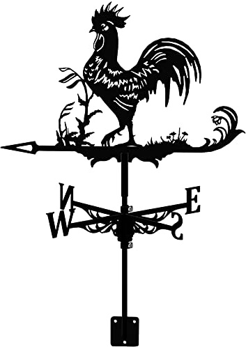 Girouette en Forme de Coq, Piquet de Jardin en Acier Inoxydable, Outil de Mesure, indicateur de Direction du Vent, Convient aux Produits métalliques d'extérieur, 35 à 50 cm (E)
