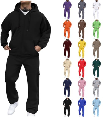 Jogginganzug Jogginganzug Herren Trainingsanzug Herren Einfarbig Luftige​ Tracksuit Kapuze Warme Y2K Baumwolle Gym Sportanzug​ Bequem Für Atmungsaktiv Fit​ Freizeitanzug Trainingsanzug Baumwolle