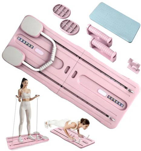 Roadtime Reformateur Pilates 6 en 1 Amélioré Pliable Ensemble Compact Rose