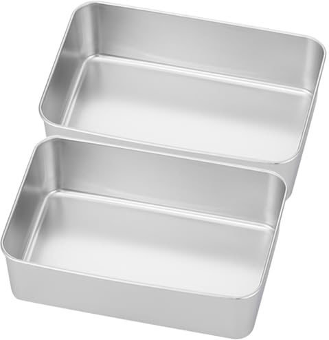SHINEOFI Set 2 Teglie per Dolci in Acciaio Inox 22X14X65 CM Stampi per Torte Antiaderenti senza Coperchio Vassoi da Forno Rettangolari per Cucina e Panificazione Casalinga