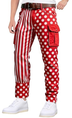 Cargohose Herren Chino Hose Kölner Dom Clown Jeck Karneval Kostüm Rot Weiß Karneval Slim Fit Clown Hose Klassisch Kölle Alaaf Chinohose Mit Taschen Fasching Köln Adler Wappen Cargo Hosen