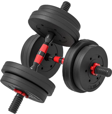 HOMCOM 2 i 1 hantlar set justerbar hantel skivstång | Professionell, dumbbell, styrketräning och tyngdlyftning, för hemmafitness