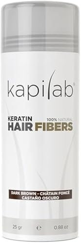 Kapilab Streuhaar Dunkelbraun, Premium Haarpuder zur Haarverdichtung Haarfasern für Dünner Werdenes Haar Keratin Haarpulver Mehr Volumen Hair Fibers für Männer und Frauen - 25 gramm