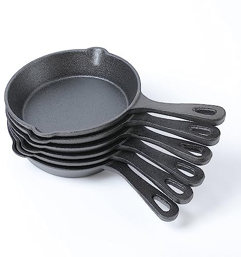 HAWOK DIA.6 inch Round Mini Skillet Black Pack of 6…