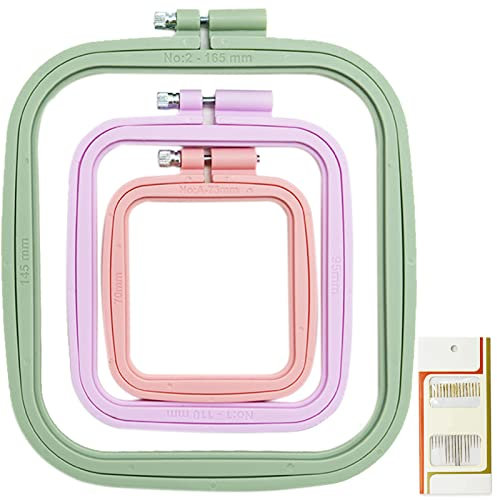 LAMXD 3 Größen,rechteckige stickrahmen,stickrahmen eckig,bunter Stickrahmen, stabiles Modell, stickrahmen rechteckig, stickrahmen quadratisch, Kreuzstichrahmen, Nähwerkzeug für Kunsthandwerk