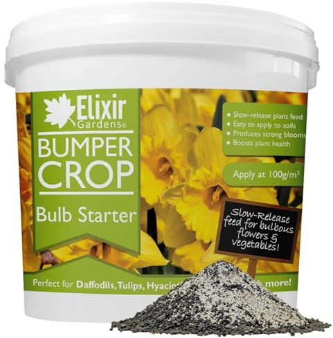 Elixir Gardens Bumper Crop Bulb Starter Flower Fertiliser 20kg Tub | Tulip, Daffodil, Hyacinth, Iris, Lily, Dahlia, Crocus & Begonia Feed