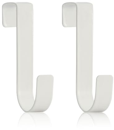 IBEIKE Over Door Hook Hanger, 2 Pcs White Stainless Steel Overdoor Hooks, Ideal for Bedrooms Bathroom Wardrobe, Holds Up to 5kg