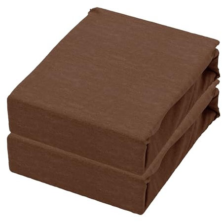 Leonado Vicenti 2er Pack Jersey Spannbettlaken aus 100% Baumwolle Jersey - 180x200 cm bis 200x220 cm Braun Matratzenhöhe bis 40 cm für Wasserbett Boxspringbetten - weiche Spannbettlaken