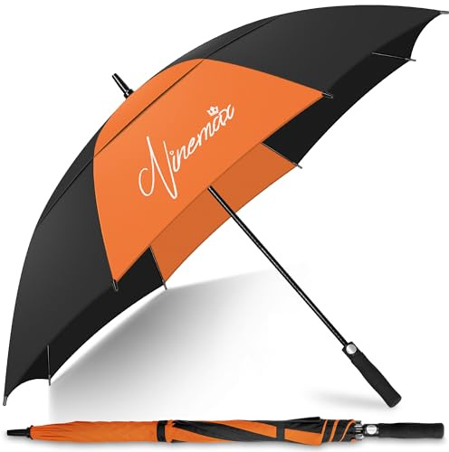 NINEMAX Stort Golfparaply Automatisk Öppning 62/68 inch, Golfparaply Dubbla Tak, Vindtätt med Rem för Män Kvinnor