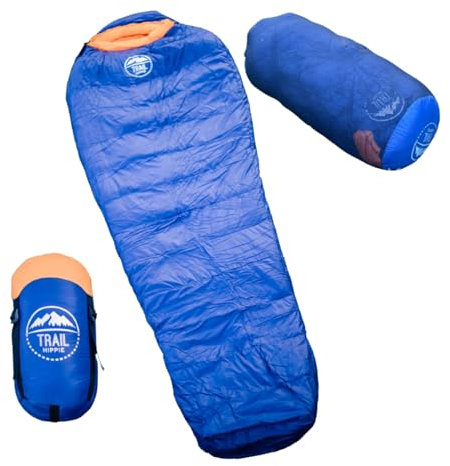 Trail Hippie Nomad 30 Mumienschlafsack, 90 % Entendaunen, ultraleicht, kompakt, verstaubar, für Rucksackreisen und Camping, 0–40 Grad kaltes Wetter, Wander- und Camping-Essentials