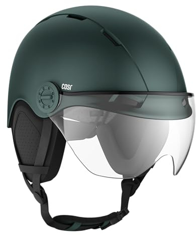 CASR Style - Casque Lifestyle Urbain pour Vélo & Trottinette Electrique - Visière Transparente & Cache-Oreille Amovibles - Confort Optimal pour Homme & Femme - Kaki - Taille L