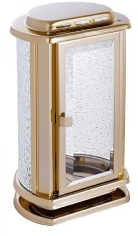 Élégante lampe funéraire dorée en acier inoxydable - Lanterne funéraire pour tombe et cimetière