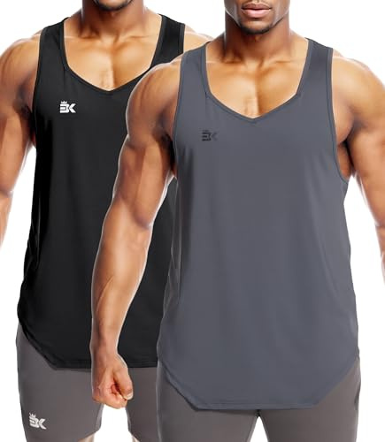BROKIG Mens Gym Vests Workout Casual Exercise Sleeveless Tops XXL