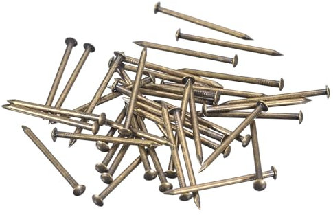 QUARKZMAN 70Pcs Petits Clous Minuscules 1,5x25mm(DxL) Clous en Laiton Minuscules Quincaillerie Tête Ronde Clou en Laiton pour Projets de Bricolage en Bois Boîtes, Tonalité Bronze