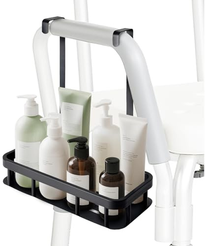 Shower Caddy Hanging, Showers Organizer Rack for Chair Bench for Elderly Seniors Disabled Shower Chair- Black